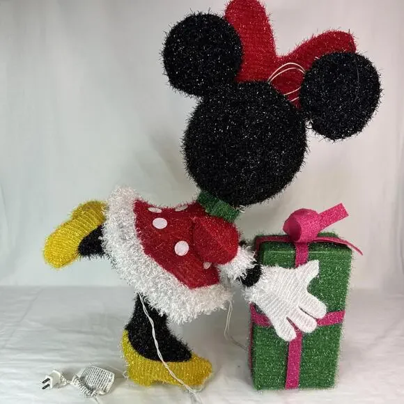 Disney Magic Holiday Minnie Mouse Lighted Tinsel Yard Sculpture Decoration